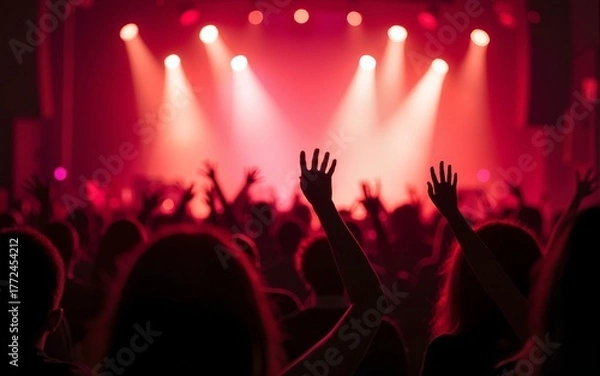 Obraz Fans at live rock music concert cheering. High quality