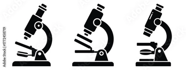 Obraz laboratory microscope minimal icon set, black color and white background