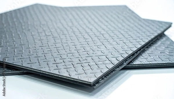 Obraz Grey Matte Aluminum Plates with Diamond Pattern Texture