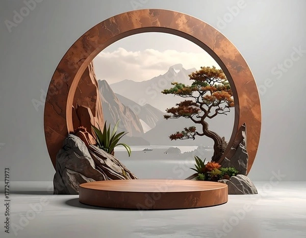 Fototapeta Modern presentation of an Eastern-inspired scenic diorama