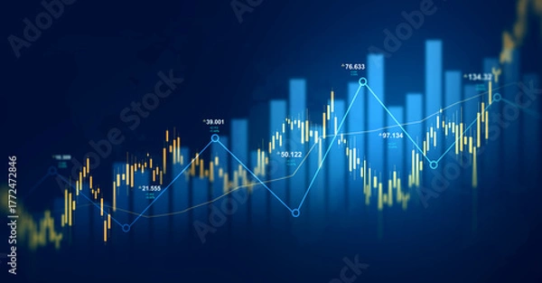 Obraz Stock market investment trading graph growth.Investment finance chart,stock market business and exchange financial growth graph.	
