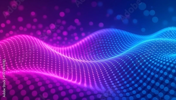 Fototapeta Futuristic Holographic Wave Grid – Abstract Digital Energy Background.