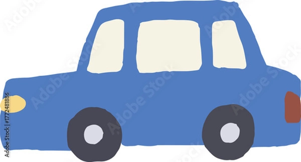 Obraz 青い車の手描きイラスト