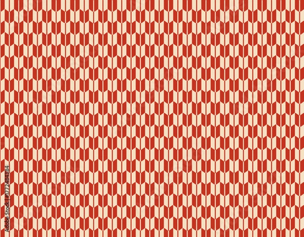 Fototapeta ファブリック素材　おしゃれな和柄背景　矢絣　赤