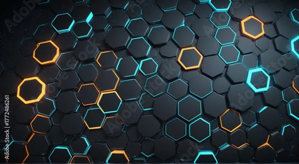 Fototapeta abstract blue background with hexagons