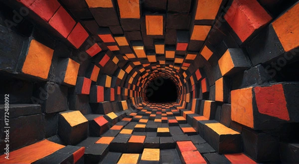 Fototapeta abstract background with red squares