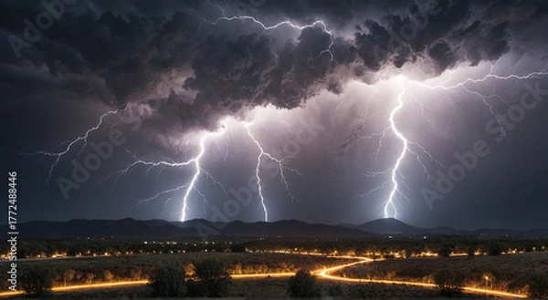 Fototapeta lightning in the night