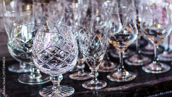 Fototapeta Elegant Crystal Glassware on Display for a Special Occasion