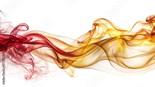 Obraz Crimson and Gold Smoke, Ethereal wispy trails swirling and flowing, cutout, PNG, isolated on white or transparent background, AI