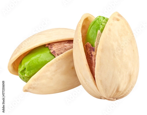 Fototapeta Two Variations of Ripe Pistachios — isolated on transparent background