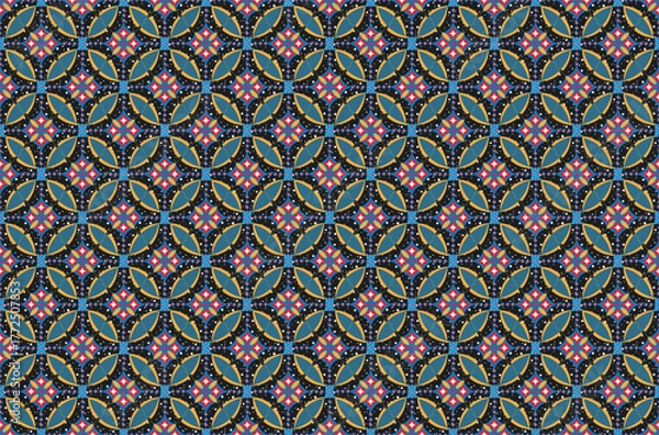 Fototapeta Ethnic-style seamless vector pattern. Tribal motif on a geometric background. Printing ornaments for paper, wallpaper, covers, textiles, fabric, apparel, and other materials