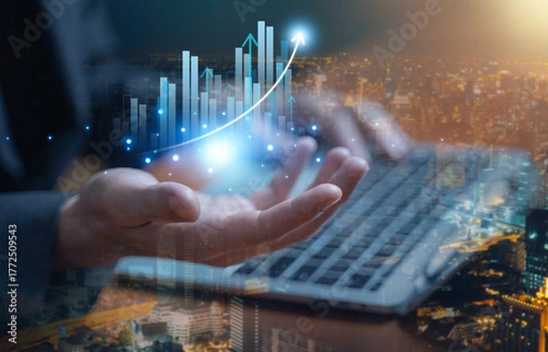 Fototapeta Business growth and success through innovation and strategy.