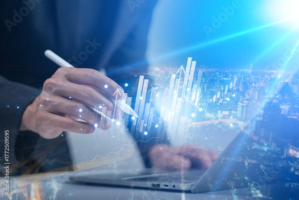 Fototapeta Business growth and success through innovation and strategy.