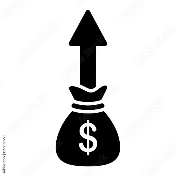 Obraz Money Bag With Upward Arrow Icon Representing Financial Growth And Profit