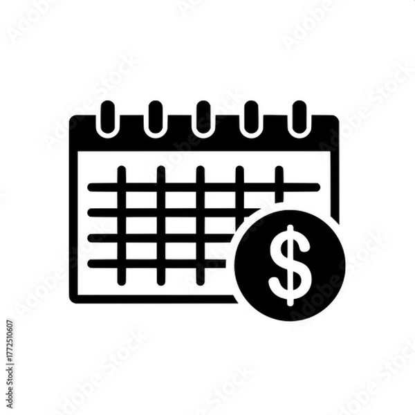 Fototapeta Financial schedule and payment planning icon, representing important monetary dates, budget deadlines, and economic appointments on a calendar design