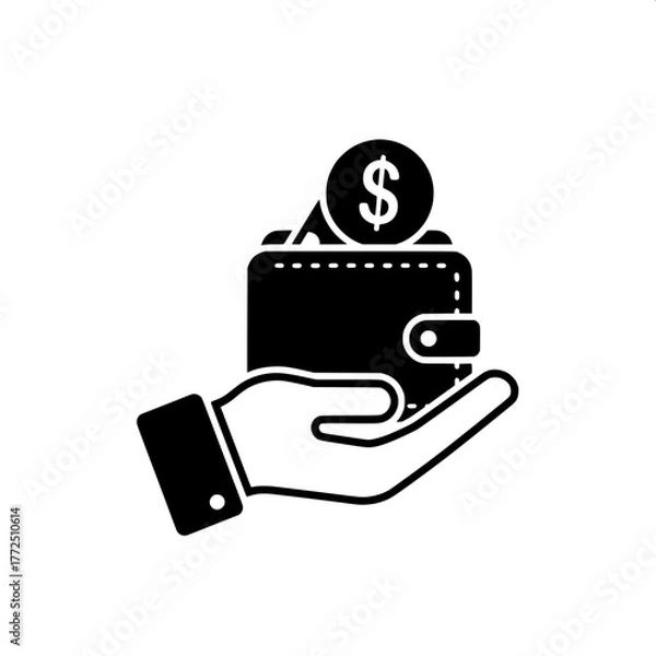 Fototapeta Hand Holding Wallet with Dollar Symbol Financial Concept and Icon