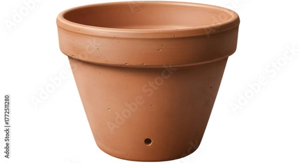 Obraz Empty terracotta flower pot isolated on transparent background, ready for planting