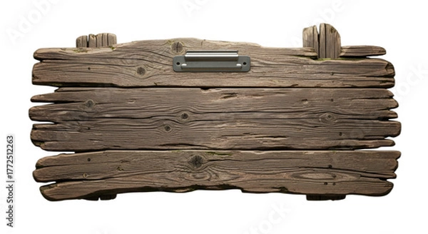 Obraz Old wooden box with metal handle isolated on transparent background, rustic style