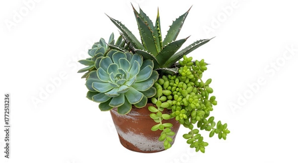 Obraz Succulent plant arrangement in pot isolated on transparent background for design