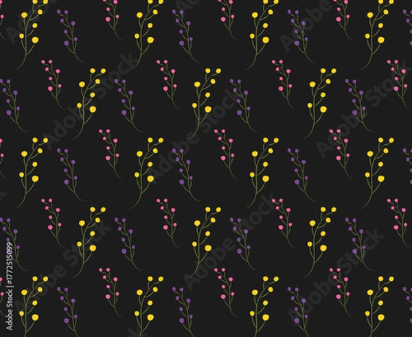 Obraz Floral pattern with black background. 