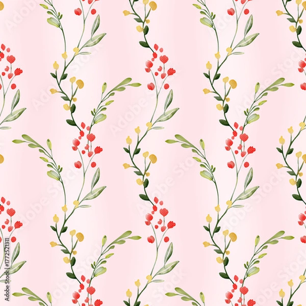 Fototapeta seamless background with berries and leaves