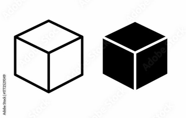 Fototapeta Cube icon outline and solid version isolated on white background