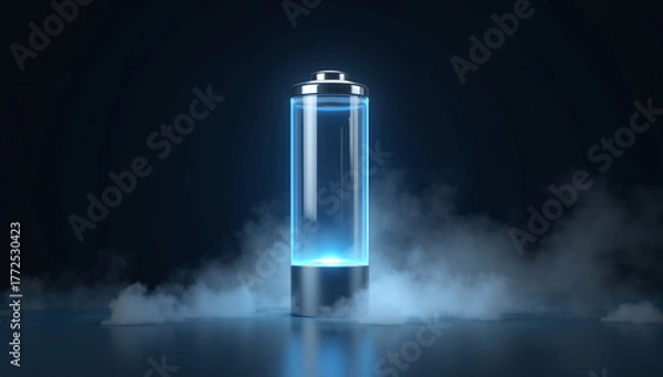 Fototapeta 3D render of an energy storage capsule (futuristic battery)