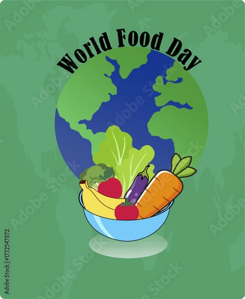 Obraz World Food Day celebration design for October 16th
World Food Day. Post featuring fruits and vegetables.