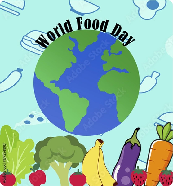 Fototapeta World Food Day celebration design for October 16th
World Food Day. Post featuring fruits and vegetables.