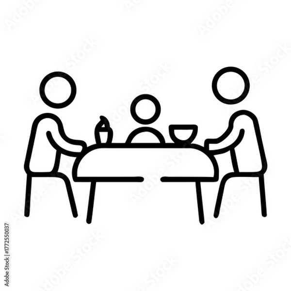 Fototapeta Big family at the dinner table icon