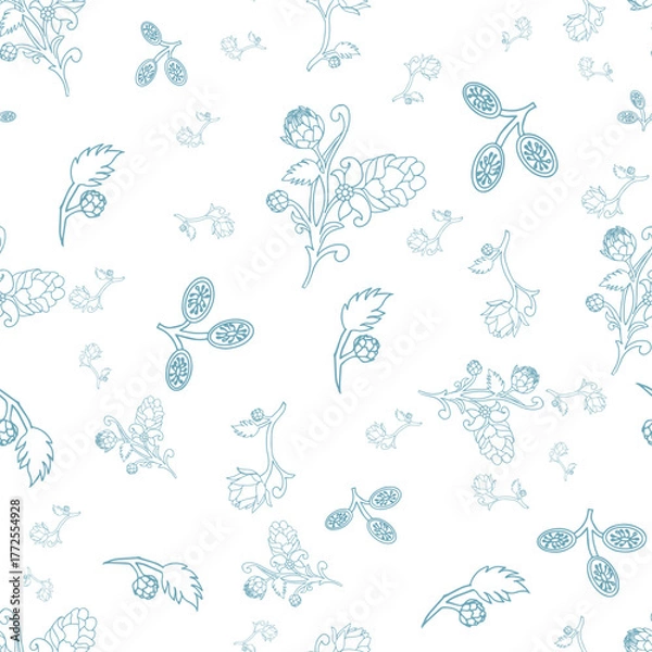 Fototapeta Accent Wall Design Artichokes and acorns botanical character and charm.
