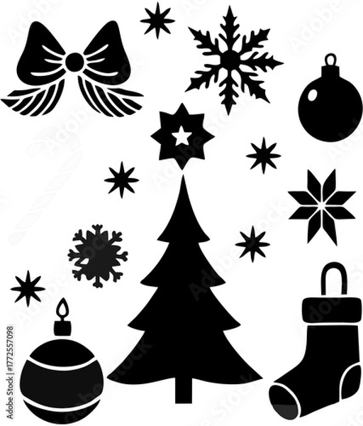 Obraz Christmass iconn sett in blac...