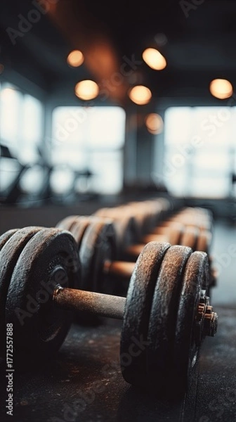 Obraz Row Of Dumbbells In A Gym