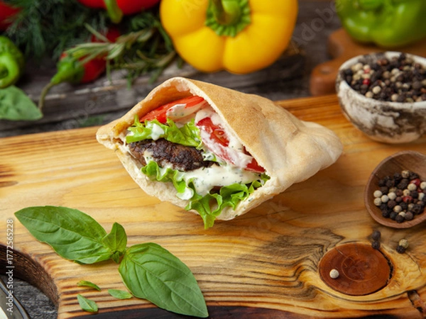 Obraz Kufta in Lafa with vegetables