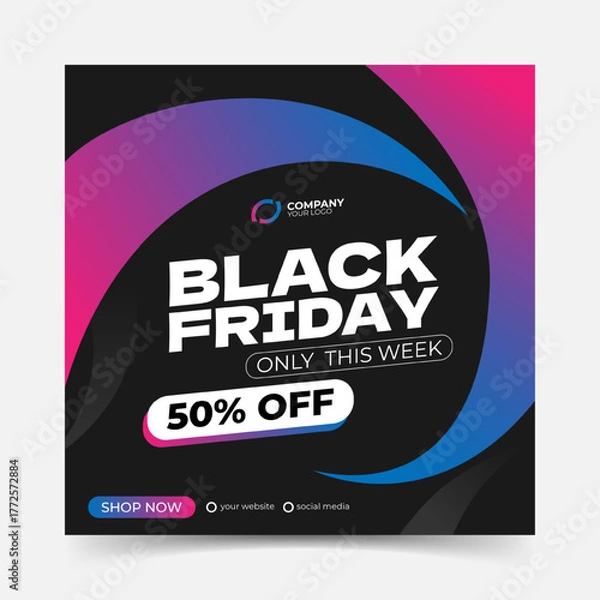 Obraz Social media post black friday template with gradient curve