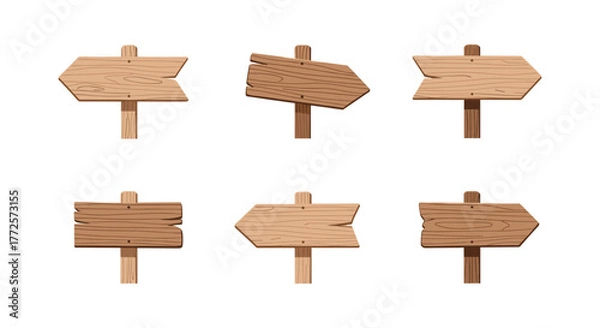 Obraz Collection of wooden directional signs with arrows and planks