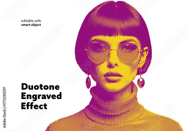 Fototapeta Duotone Engraved Photo Effect