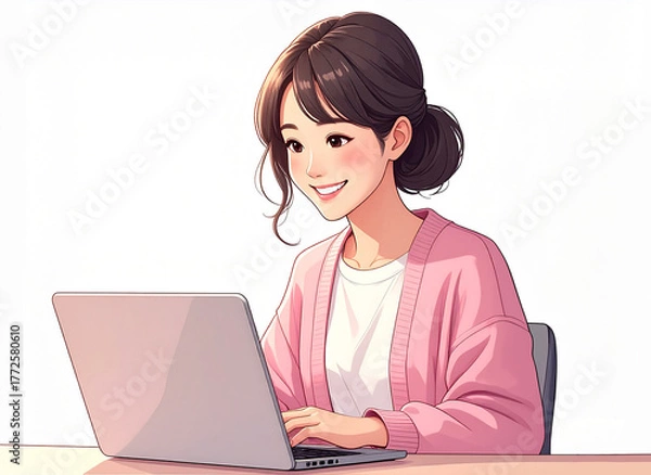 Obraz パソコンを使う女性