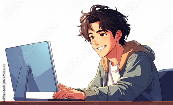 Obraz パソコンを使う男性