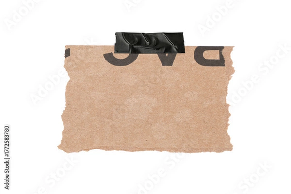 Obraz A piece of torn edges paper ripped, Brown notepaper journal sticker, Piece of brown paper isolated on transparent background