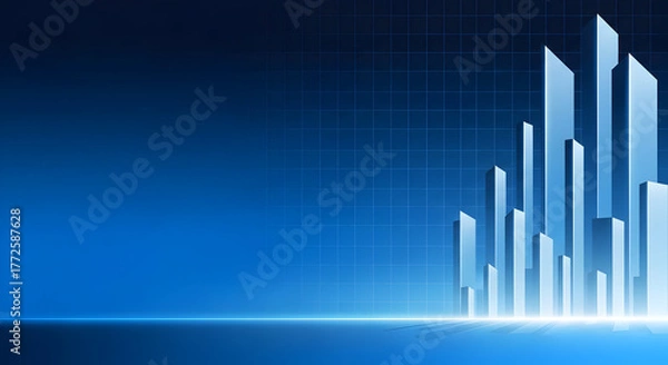 Obraz Abstract Blue Technology Background with Cityscape Grid