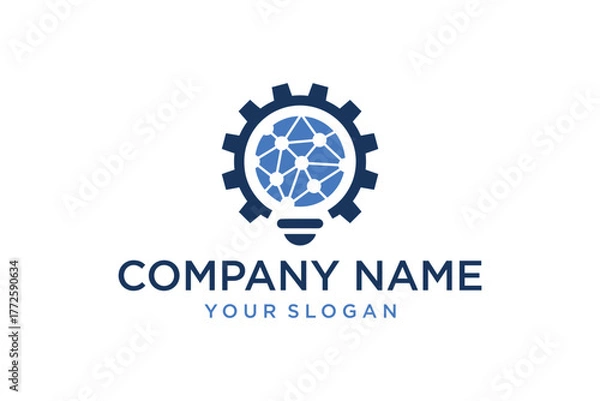 Obraz Smart Technology Gear Lightbulb Network Logo Design