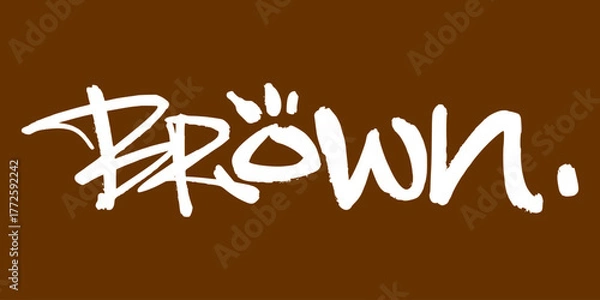 Fototapeta Graffiti tag vector in earthy brown, perfect for street art, rustic logo, or natural urban typography projects. Strong handstyle with raw street energy.