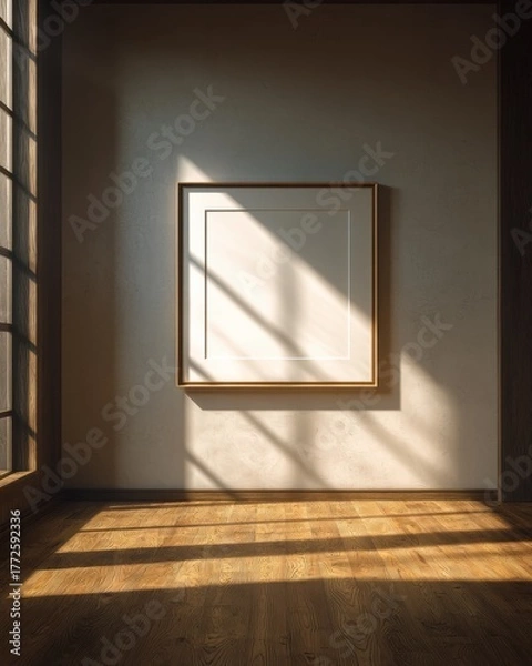 Obraz A white framed picture is hanging on a wall