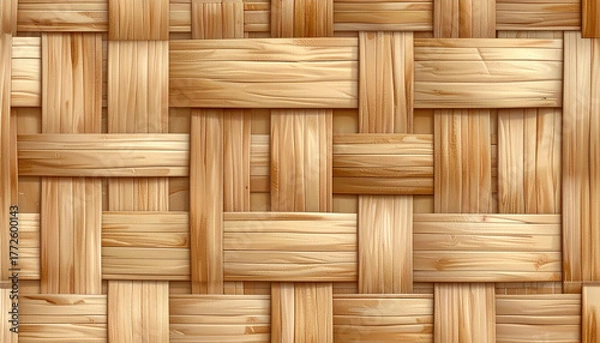 Fototapeta Close-up of woven natural fiber texture, showing intricate pattern.