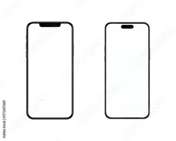 Fototapeta Realistic modern black smartphone isolated on transparent background, Smart phone mockup for design presentation