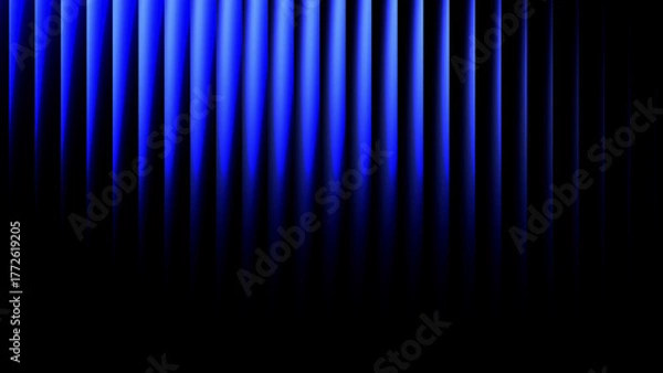Fototapeta White-light blue-blue gradient glass effect black background futuristic cool glow soft waves transparent layers Abstract Vertical Lines Ribbed Texture Gradient Lighting Modern Fluted Wallpaper 4k