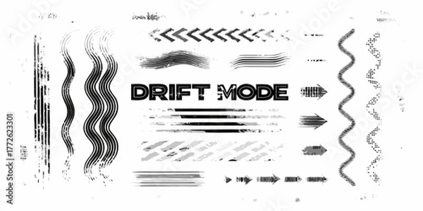 Obraz Collection of abstract graphic elements and grunge textures with the text drift mode
