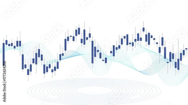 Obraz Stock chart shows financial trend. The graph displays market data, business charts, and investment analytics