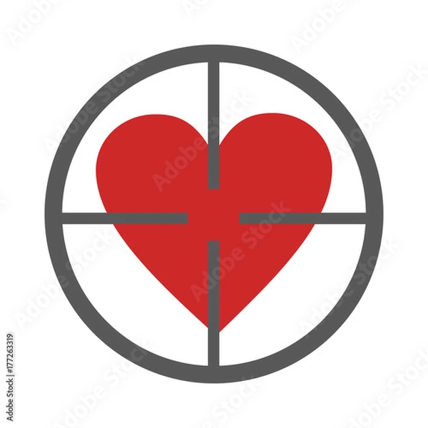 Obraz Gunpoint heart icon vector simple